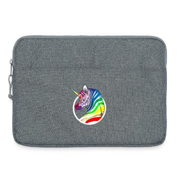 Rainbow Unicorn Zebra - Laptop bag 15" - heather grey - Front
