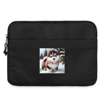Chiot husky sibérien dans la neige - Sacoche pour ordinateur portable 15 pouces - noir - Devant