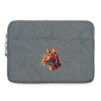 Red cat head geometric art polygons - Laptop bag 15" - heather grey - Front