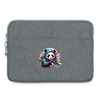 witziger Panda Bär mit Graffiti und Spraydose - Laptoptasche 15" - Grau meliert - Vorne