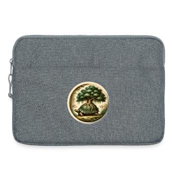 Tortue avec un bonsaï sur sa carapace - Sacoche pour ordinateur portable 15 pouces - gris chiné - Devant