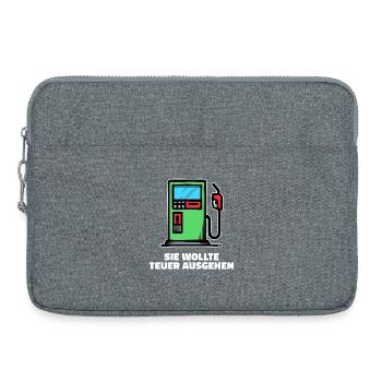 Benzin Diesel Statement Tanken Zapfsäule Strom - Laptoptasche 15" - Grau meliert - Vorne