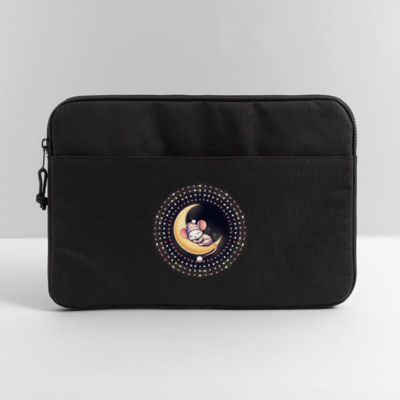 peacefully sleeping mouse, on a crescent moon Laptop bag 15"