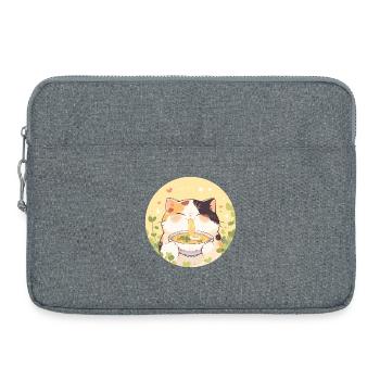 Cat eating Ramen - Laptop bag 15" - heather grey - Front
