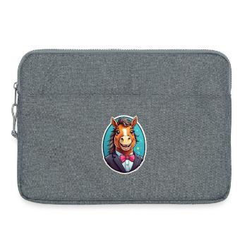 Cheval élégant en costume - Sacoche pour ordinateur portable 15 pouces - gris chiné - Devant