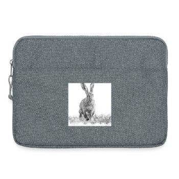 Hopping rabbit black white - Laptop bag 15" - heather grey - Front