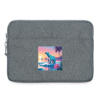 Ours polaire en vacances - Sacoche pour ordinateur portable 15 pouces - gris chiné - Devant