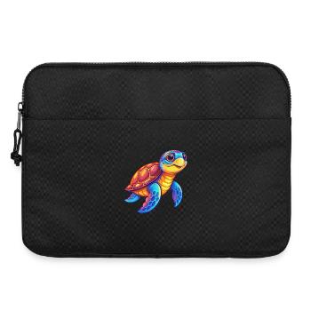 Tortue de mer Kawaii coloré dessin animé Animal marin - Sacoche pour ordinateur portable 15 pouces - noir - Devant