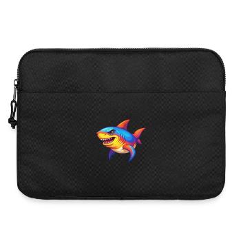 requin coloré kawaii dessin animé animal marin - Sacoche pour ordinateur portable 15 pouces - noir - Devant