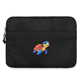 Green Sea Turtle Colorful Kawaii Cartoon Clipart - Laptop bag 15" - black - Front