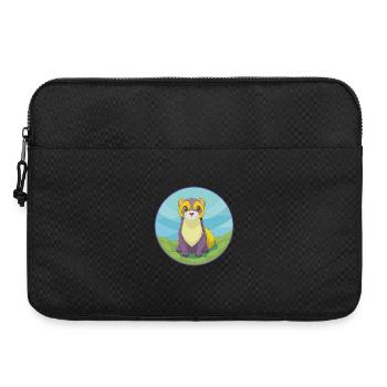 Furet mignon Kawaii dessin animé Clipart Animal de compagnie - Sacoche pour ordinateur portable 15 pouces - noir - Devant