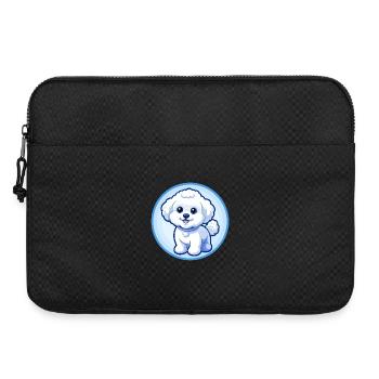 Bichon frisé chien bleu kawaii dessin animé personnage animal de compagnie - Sacoche pour ordinateur portable 15 pouces - noir - Devant