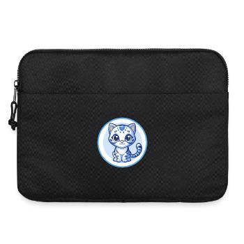Ocelot Bleu Kawaii Dessin Animé Personnage Clipart Animal de compagnie - Sacoche pour ordinateur portable 15 pouces - noir - Devant