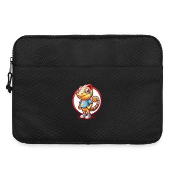 Caméléon Drôle Kawaii Dessin animé Clipart Animal Animal de compagnie - Sacoche pour ordinateur portable 15 pouces - noir - Devant