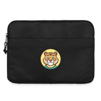 Tiger Kawaii Cartoon Character Animal Pet Face - Laptop bag 15" - black - Front