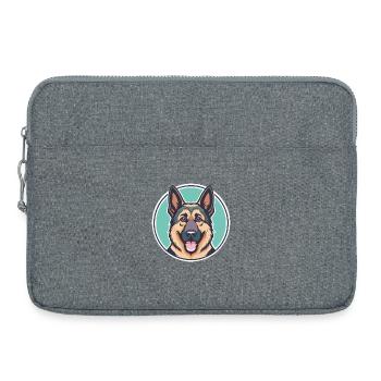 German Shepherd Dog Breed Cartoon Kawaii Clipart - Laptop bag 15" - heather grey - Front