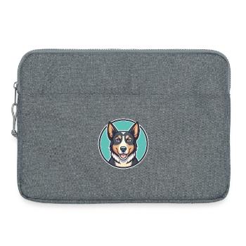 Nouvelle-Zélande Tête Chien Race Drôle Dessin Animé Kawaii - Sacoche pour ordinateur portable 15 pouces - gris chiné - Devant