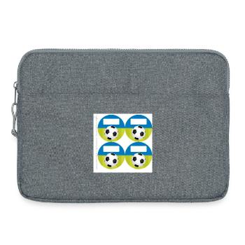 Schulaufkleber rund - Fußball blau grün - 4 - Laptoptasche 15" - Grau meliert - Vorne
