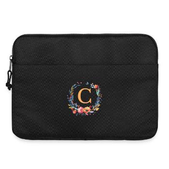 C Monogram, Couronne de fleurs, Personnalisable - Sacoche pour ordinateur portable 15 pouces - noir - Devant