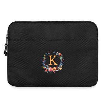 K Monogram, Couronne de fleurs, Personnalisable - Sacoche pour ordinateur portable 15 pouces - noir - Devant