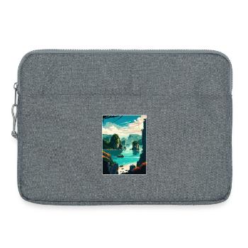 Baie d’Ha Long Îles du Vietnam Affiche de voyage souvenir - Sacoche pour ordinateur portable 15 pouces - gris chiné - Devant