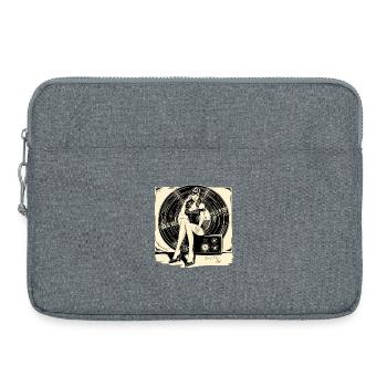 Disque vinyle musique femme cadeau - Sacoche pour ordinateur portable 15 pouces - gris chiné - Devant
