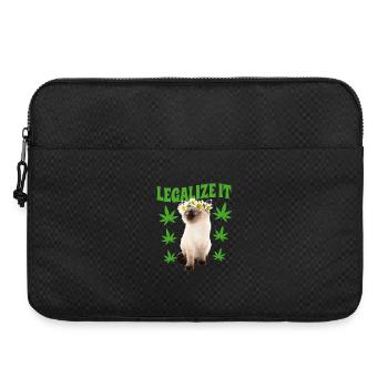 Chat défoncé défoncé fumer de l’herbe, feuille de chanvre, hippie - Sacoche pour ordinateur portable 15 pouces - noir - Devant