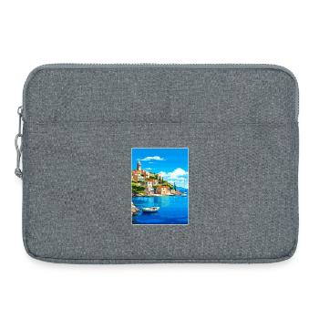 Paxos Grèce Affiche de voyage Souvenir Carte Postale Peinture - Sacoche pour ordinateur portable 15 pouces - gris chiné - Devant