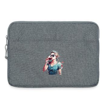 Frau trinkt roten Wein - Laptoptasche 15" - Grau meliert - Vorne