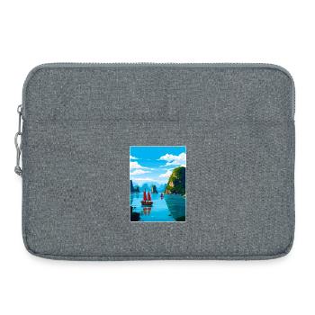 Baie d’Ha Long îles du Vietnam Affiche de voyage souvenir - Sacoche pour ordinateur portable 15 pouces - gris chiné - Devant