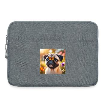 Smart dog with butterfly - Laptop bag 15" - heather grey - Front