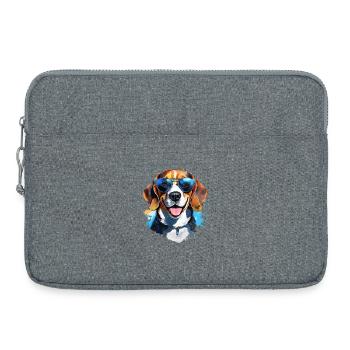 Beagle avec lunettes de soleil - Sacoche pour ordinateur portable 15 pouces - gris chiné - Devant
