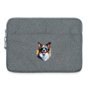 Papillon mit Sonnenbrille - Laptoptasche 15" - Grau meliert - Vorne