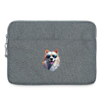 Samojede mit Sonnenbrille - Laptoptasche 15" - Grau meliert - Vorne