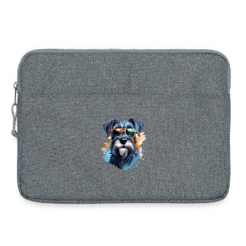 Schnauzer with sunglasses - Laptop bag 15" - heather grey - Front