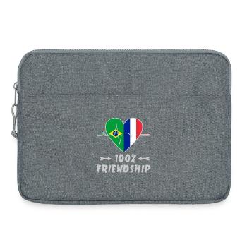 Brasilien und Frankreich 100% Freundschaft - Laptoptasche 15" - Grau meliert - Vorne