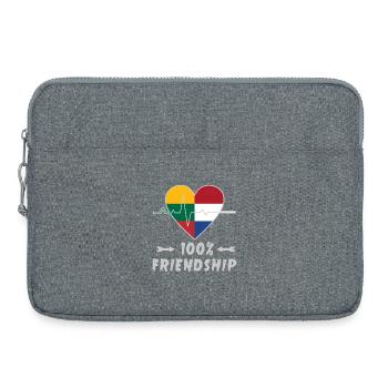 100 % amitié entre la Lituanie et les Pays-Bas - Sacoche pour ordinateur portable 15 pouces - gris chiné - Devant