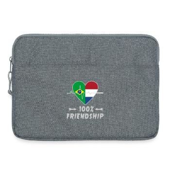 Brasilien und Niederlande 100% Freundschaft - Laptoptasche 15" - Grau meliert - Vorne