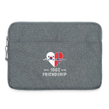 100 % amitié entre la Corée du Sud et la Norvège - Sacoche pour ordinateur portable 15 pouces - gris chiné - Devant