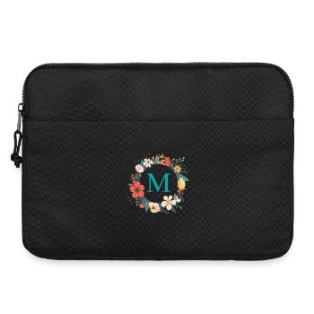 M Monogram, Couronne de fleurs, Personnalisable - Sacoche pour ordinateur portable 15 pouces - noir - Devant