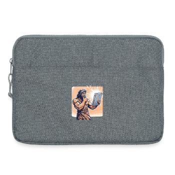 Idée Idée homme des cavernes Pierre Tablette cadeau - Sacoche pour ordinateur portable 15 pouces - gris chiné - Devant