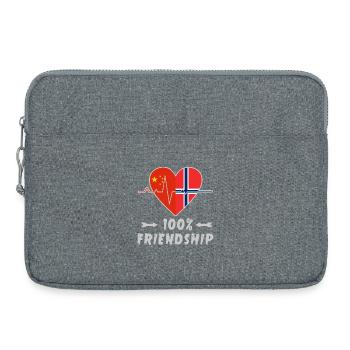 100 % amitié entre la Chine et la Norvège - Sacoche pour ordinateur portable 15 pouces - gris chiné - Devant