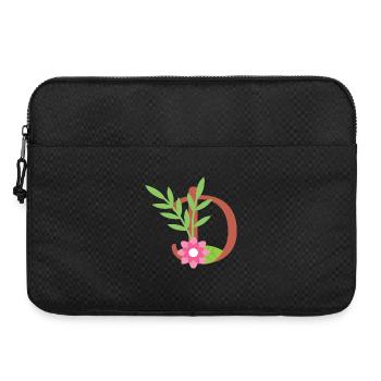 Elegant letter 'D' with flowers - Sacoche pour ordinateur portable 15 pouces - noir - Devant