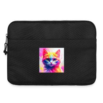 Lebendiges Regenbogenkatzen-Kunstwerk - Laptoptasche 15" - Schwarz - Vorne