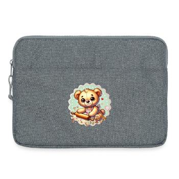 Backender Weihnachts-Teddy – Süße Festtagsfreude - Laptoptasche 15" - Grau meliert - Vorne