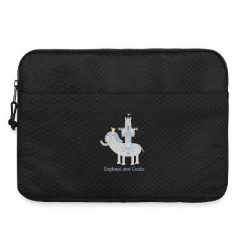 Elefant und Schloss L mit Text - Laptoptasche 15" - Schwarz - Vorne