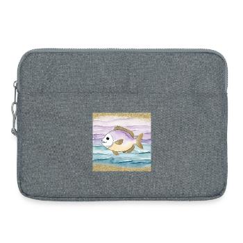 Playful fish in the water - Laptop bag 15" - heather grey - Front