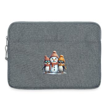 Amis de l’hiver : Pingouins et bonhomme de neige - Sacoche pour ordinateur portable 15 pouces - gris chiné - Devant