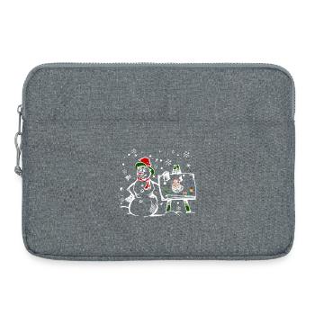 Snowman with Christmas window motif - Laptop bag 15" - heather grey - Front