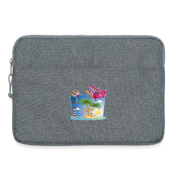 sun, island, airplane, palm trees, hot air balloon - Laptop bag 15" - heather grey - Front